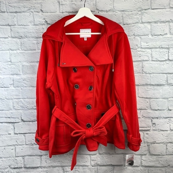 NWT Plus Size Double Breasted Hooded Pea Coat 1X - Picture 6 of 8